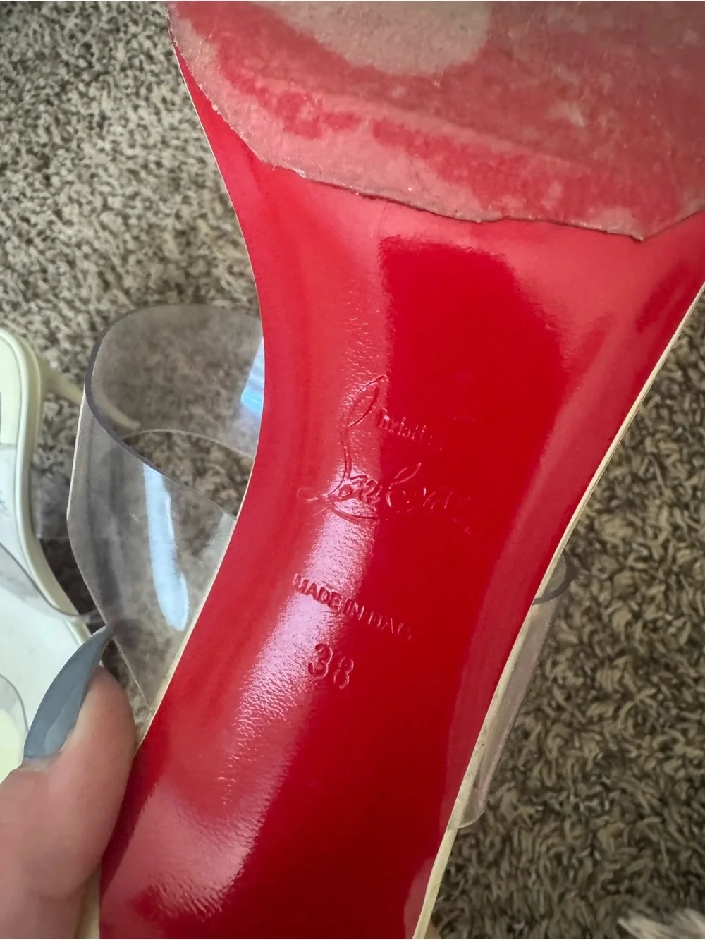 Christian Louboutin Clear Strap white Heels